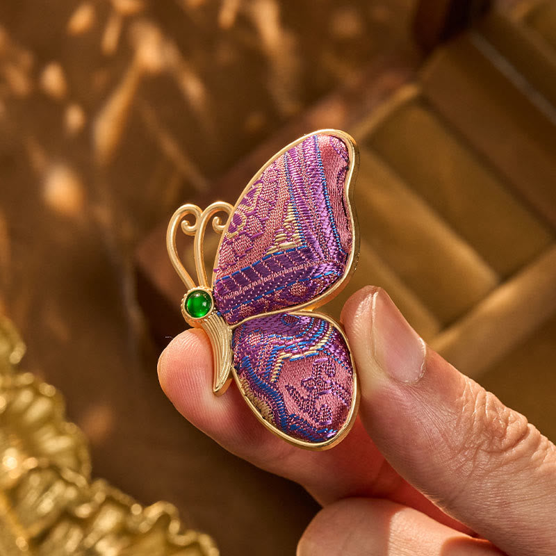 Buddha Stones Song Brocade Purple Butterfly Transformation Handmade Harmony New Chinese Brooch - image 3