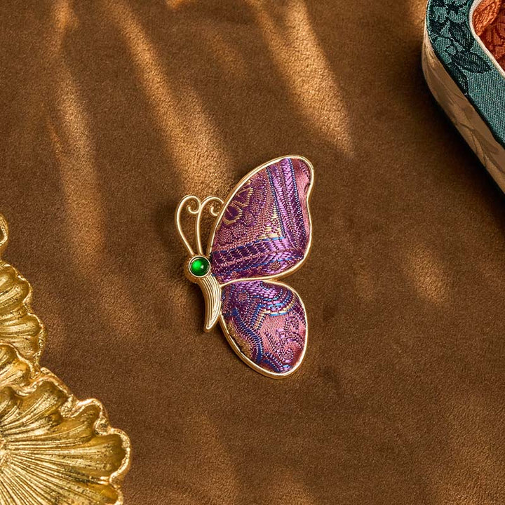 Buddha Stones Song Brocade Purple Butterfly Transformation Handmade Harmony New Chinese Brooch - image 4