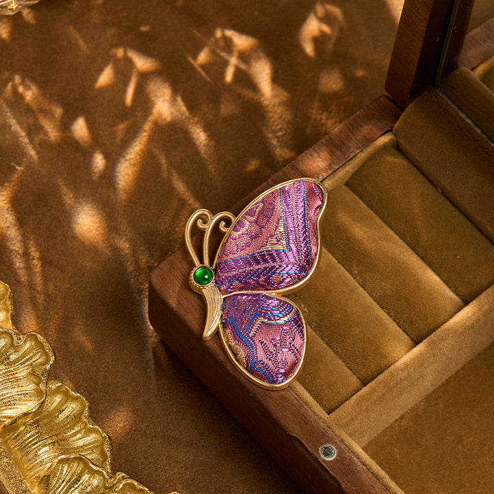 Buddha Stones Song Brocade Purple Butterfly Transformation Handmade Harmony New Chinese Brooch - image 1