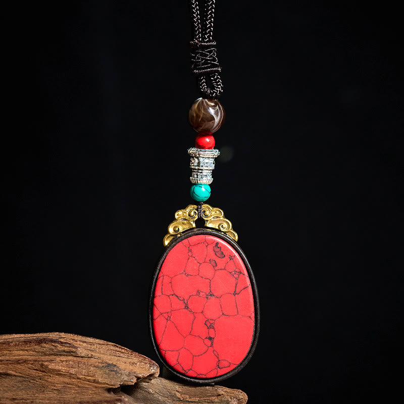 Buddha Stones Ebony Wood Wisdom Handmade Tribal Oval Necklace - image 4