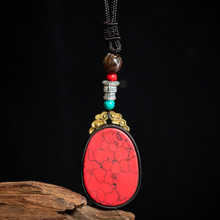 Buddha Stones Ebony Wood Wisdom Handmade Tribal Oval Necklace - image 4