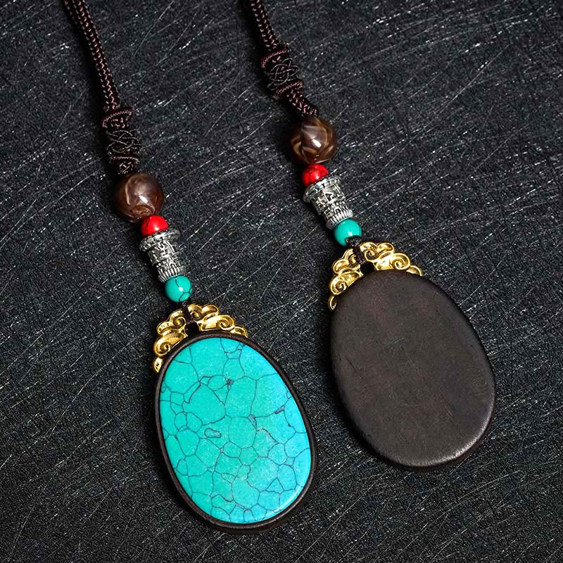 Buddha Stones Ebony Wood Wisdom Handmade Tribal Oval Necklace - image 11