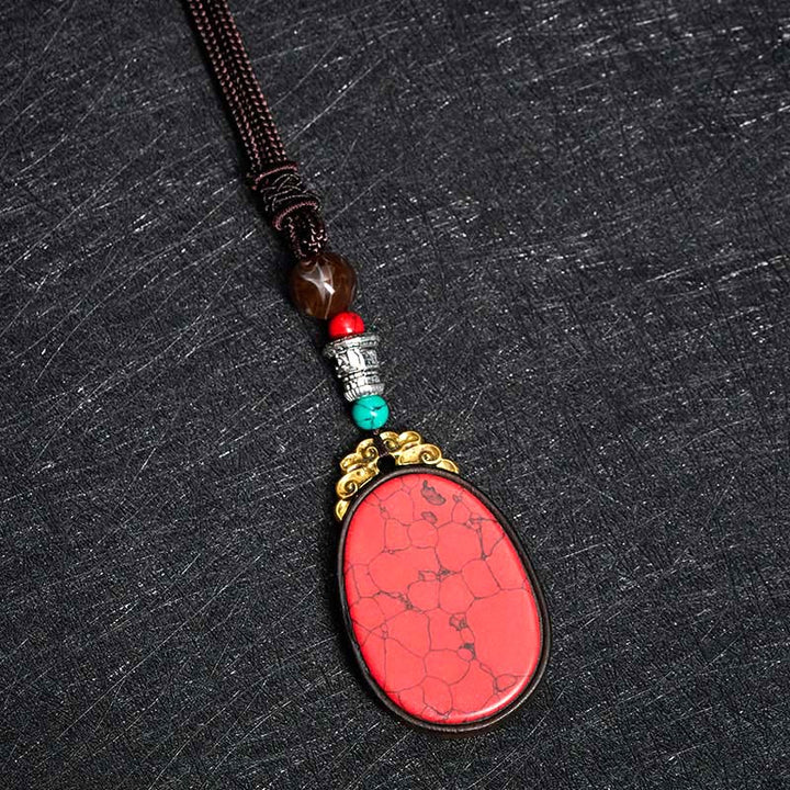 Buddha Stones Ebony Wood Wisdom Handmade Tribal Oval Necklace - image 8