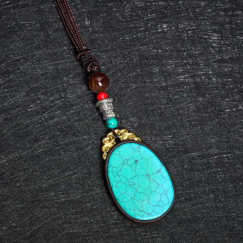 Buddha Stones Ebony Wood Wisdom Handmade Tribal Oval Necklace - image 7