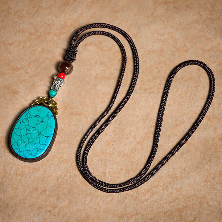 Buddha Stones Ebony Wood Wisdom Handmade Tribal Oval Necklace - image 9