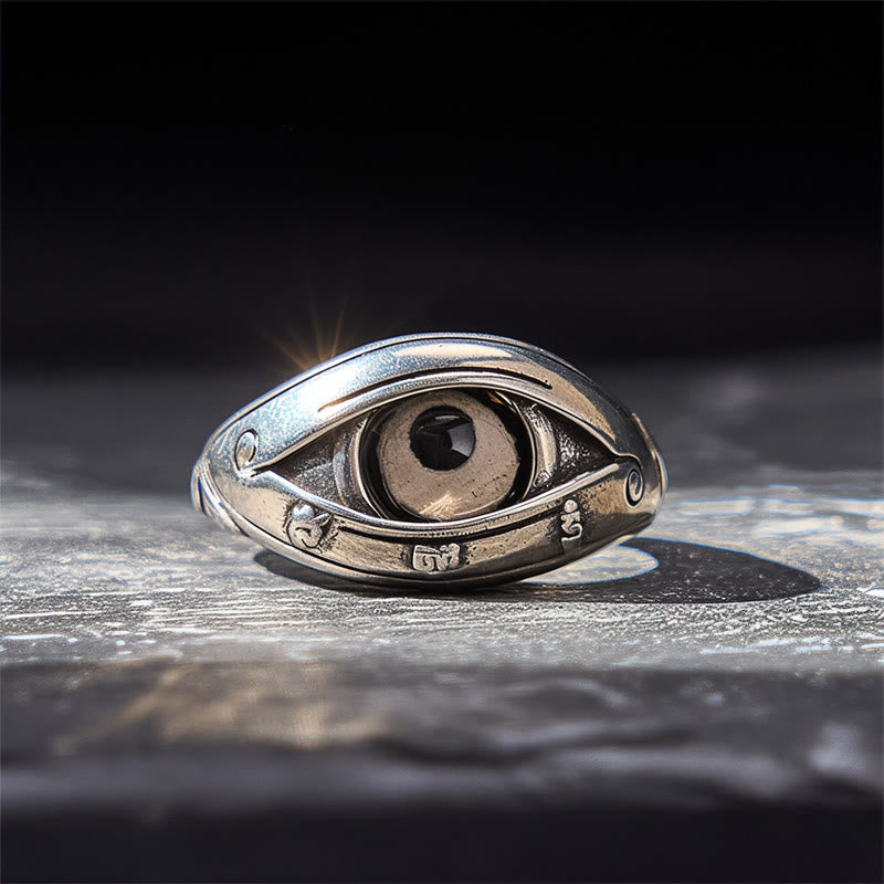Buddha Stones Copper Dzi Beads Evil Eye Protection Adjustable Ring - image 8