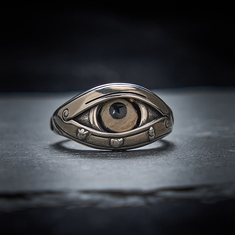 Buddha Stones Copper Dzi Beads Evil Eye Protection Adjustable Ring - image 1