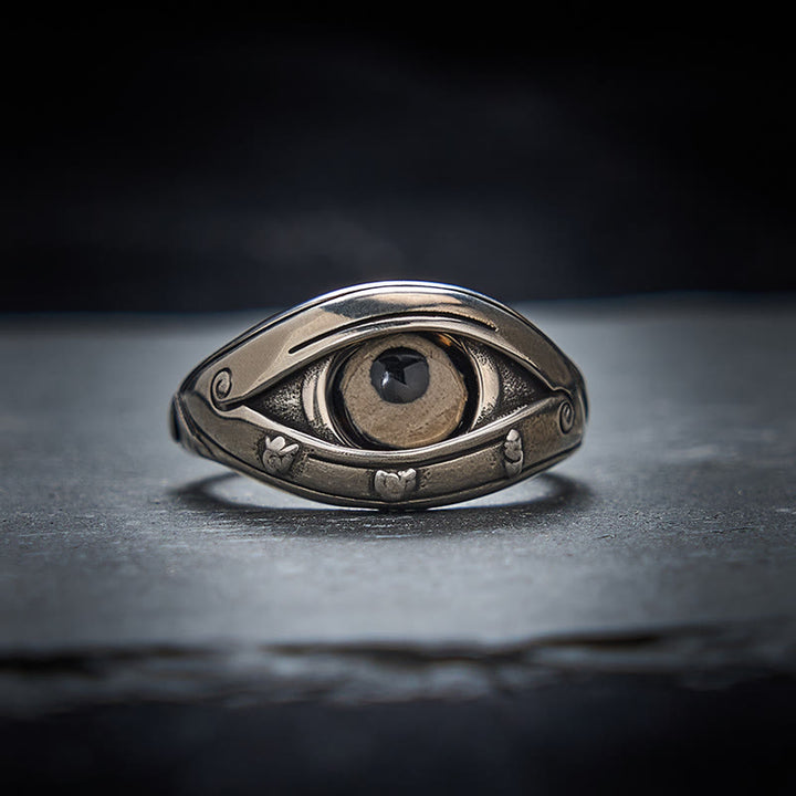 Buddha Stones Copper Dzi Beads Evil Eye Protection Adjustable Ring - image 1