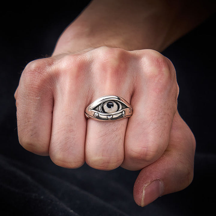 Buddha Stones Copper Dzi Beads Evil Eye Protection Adjustable Ring - image 10