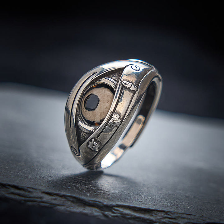 Buddha Stones Copper Dzi Beads Evil Eye Protection Adjustable Ring - image 2