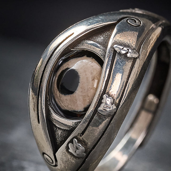 Buddha Stones Copper Dzi Beads Evil Eye Protection Adjustable Ring - image 9