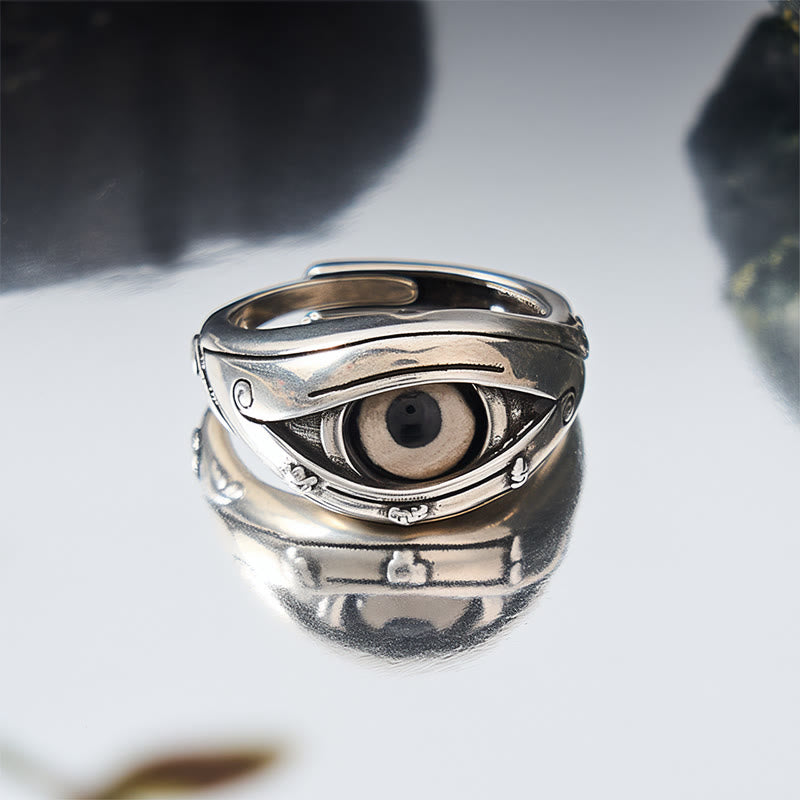 Buddha Stones Copper Dzi Beads Evil Eye Protection Adjustable Ring - image 4