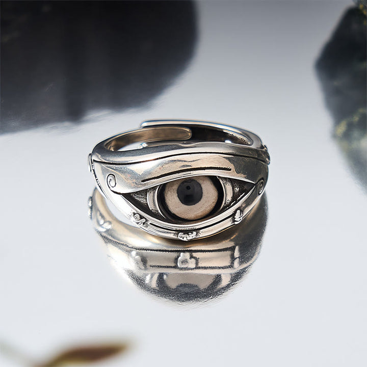 Buddha Stones Copper Dzi Beads Evil Eye Protection Adjustable Ring - image 4