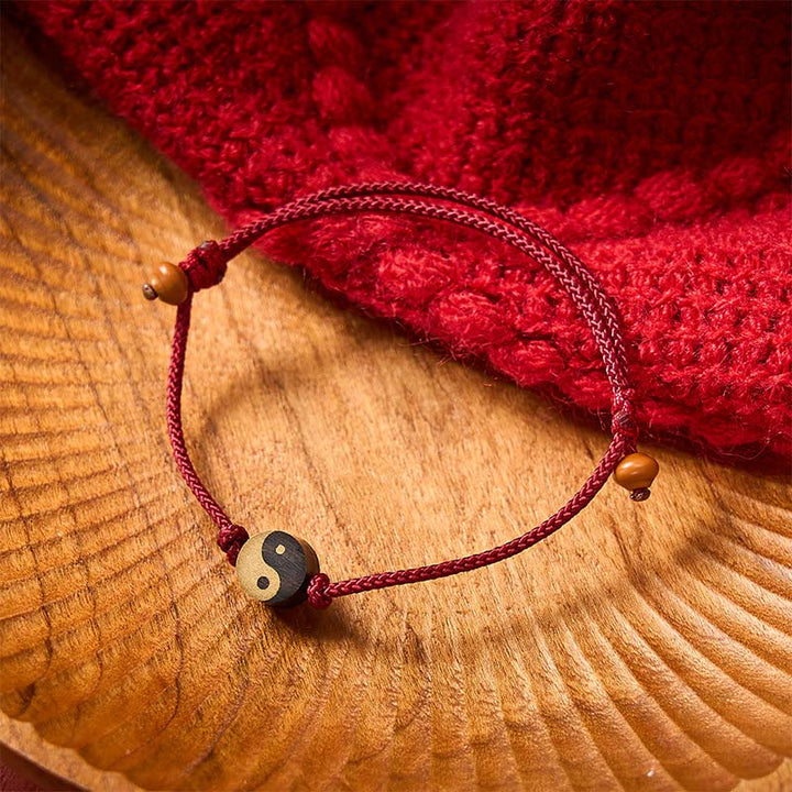 Buddha Stones Ebony Yin Yang Symbol Peace Colorful String Bracelet - image 1