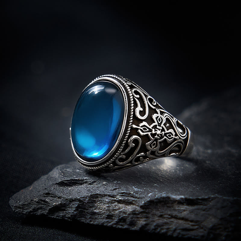 Buddha Stones Blue Chalcedony Copper Optimism Adjustable Ring - image 2