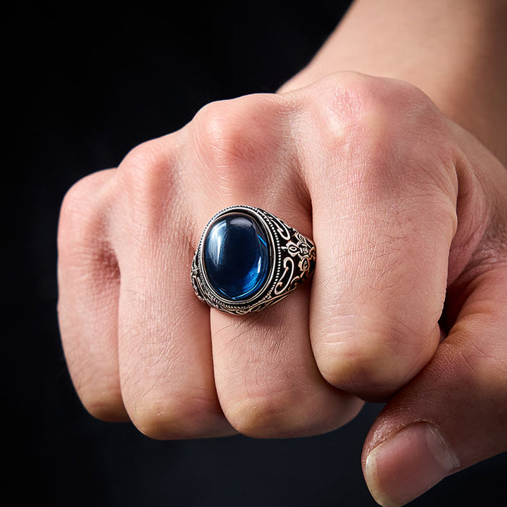 Buddha Stones Blue Chalcedony Copper Optimism Adjustable Ring - image 4