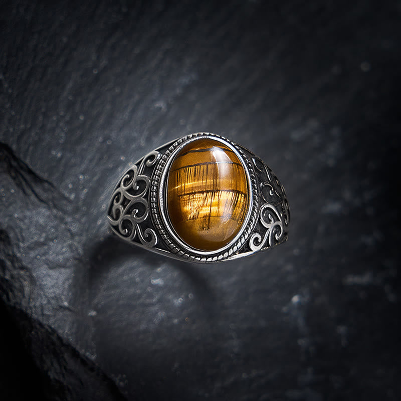 Buddha Stones Tiger Eye Copper Strength Adjustable Ring - Tiger Eye(Courage ♥ Strength) - image 0