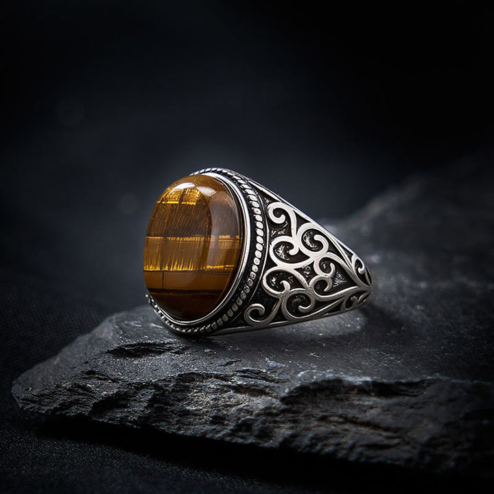 Buddha Stones Tiger Eye Copper Strength Adjustable Ring - image 3