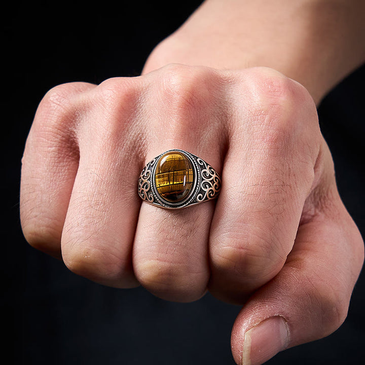 Buddha Stones Tiger Eye Copper Strength Adjustable Ring - image 4