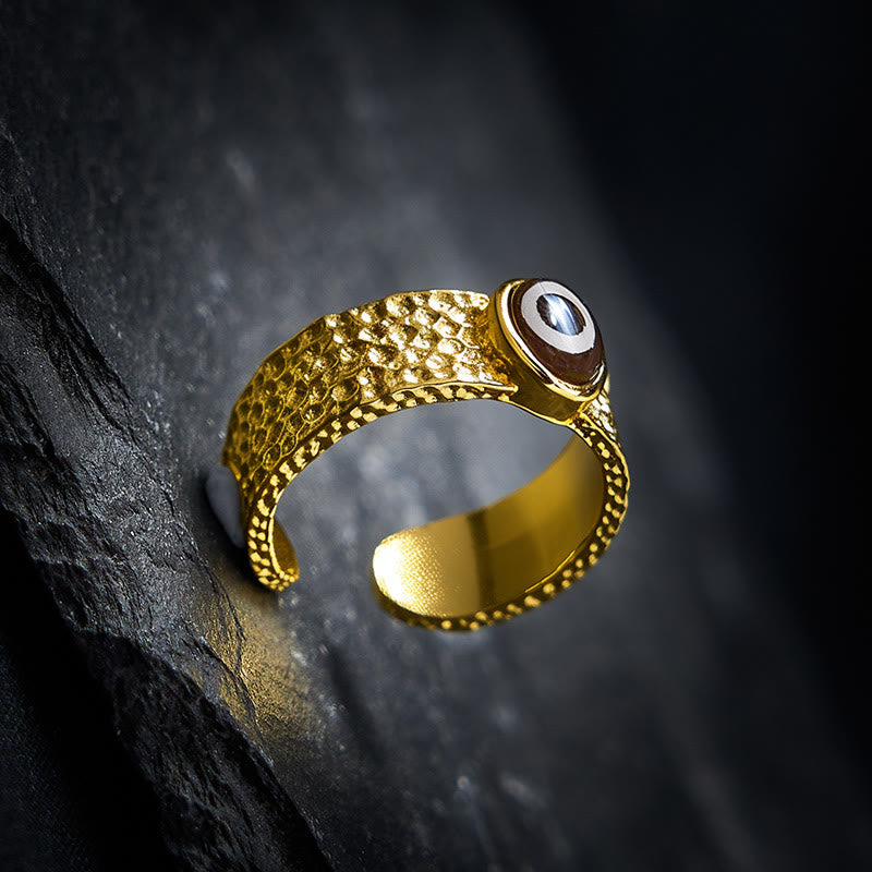 Buddha Stones Dzi Beads Copper Brass Wealth Adjustable Ring - image 3