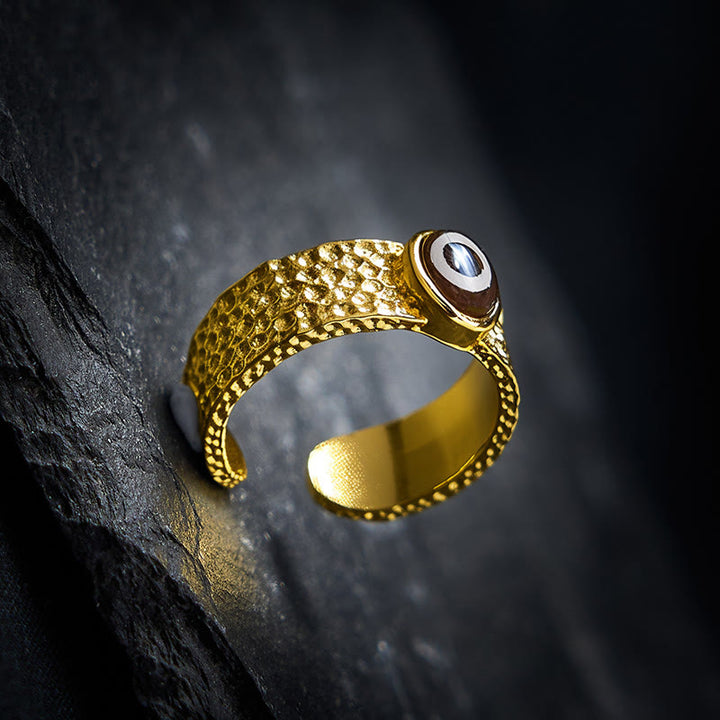 Buddha Stones Dzi Beads Copper Brass Wealth Adjustable Ring - image 3