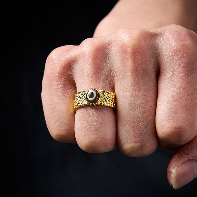 Buddha Stones Dzi Beads Copper Brass Wealth Adjustable Ring - image 4