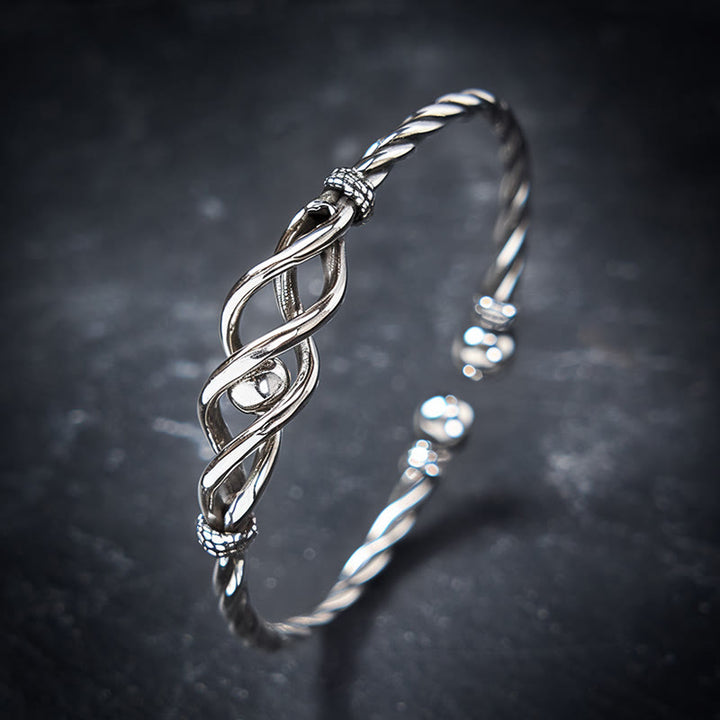 Buddha Stones Pure Copper Plated With Silver Twisted Cuff Bracelet - Copper(Wealth ♥ Luck) - image 0