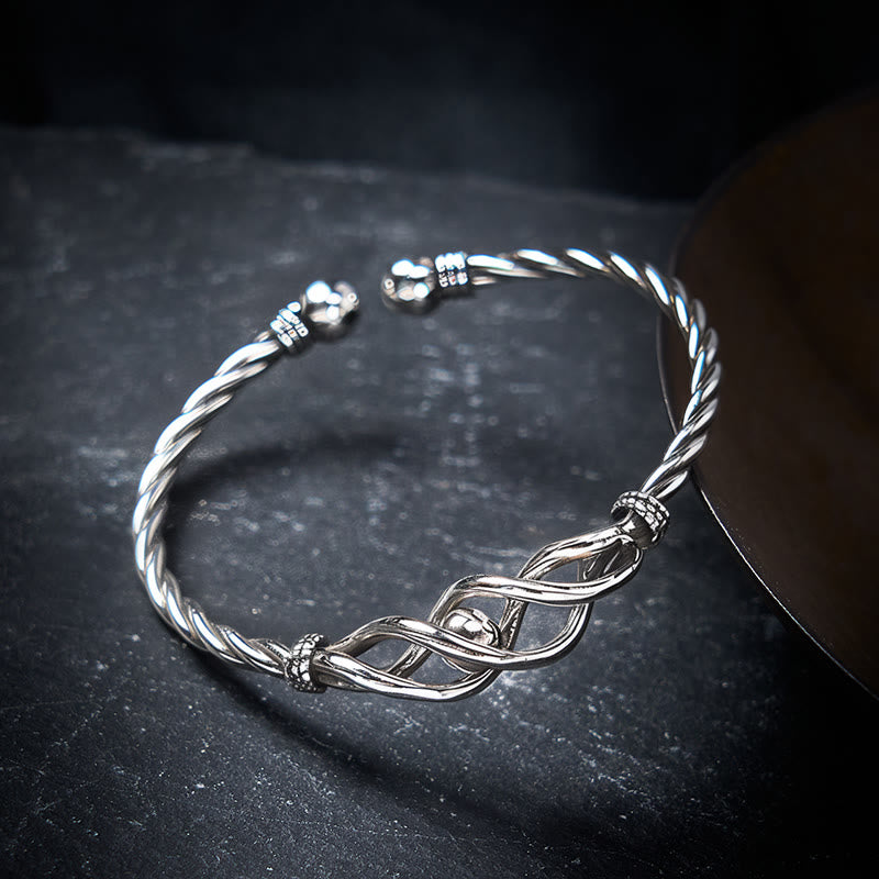 Buddha Stones Pure Copper Plated With Silver Twisted Cuff Bracelet - image 2