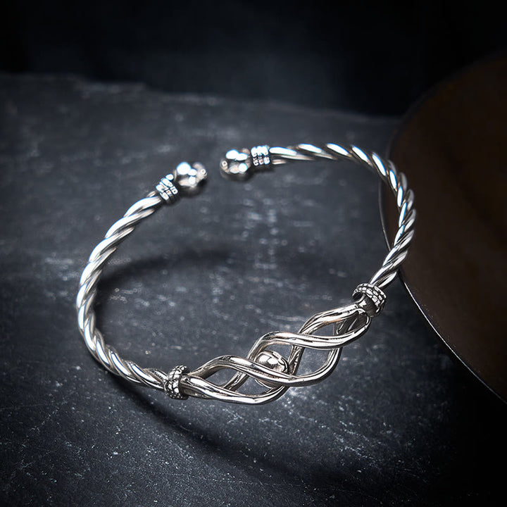 Buddha Stones Pure Copper Plated With Silver Twisted Cuff Bracelet - image 2