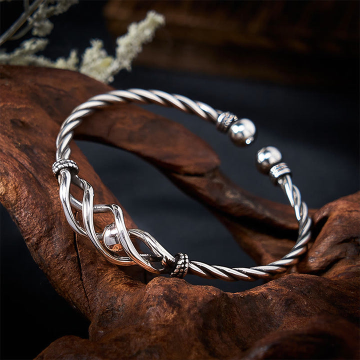 Buddha Stones Pure Copper Plated With Silver Twisted Cuff Bracelet - image 6
