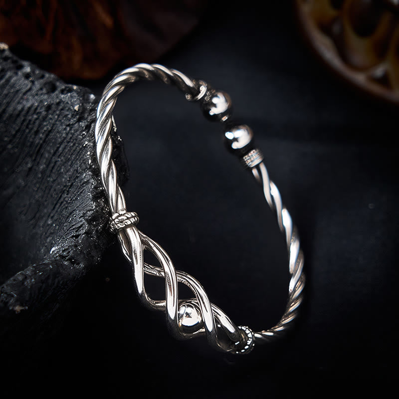 Buddha Stones Pure Copper Plated With Silver Twisted Cuff Bracelet - image 3