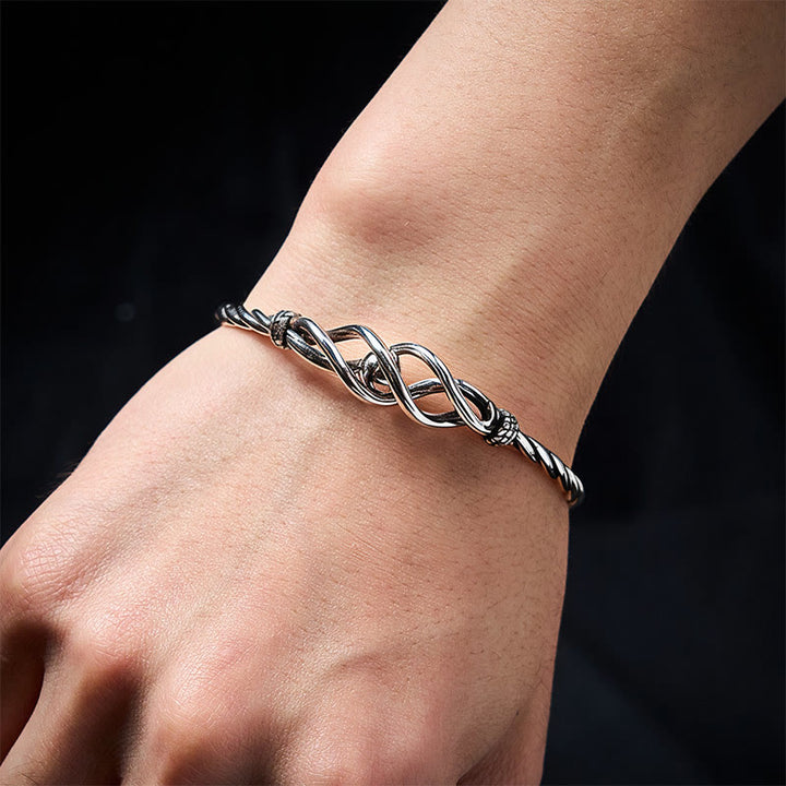 Buddha Stones Pure Copper Plated With Silver Twisted Cuff Bracelet - image 7