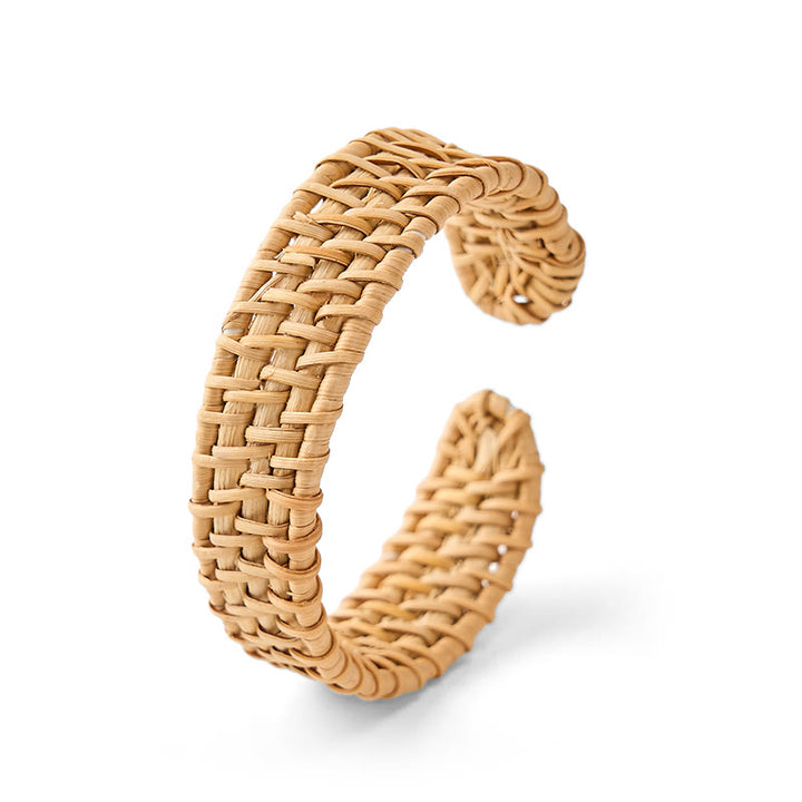 Buddha Stones Handwoven Natural Rattan Bohemian Open Cuff Bracelet - image 5