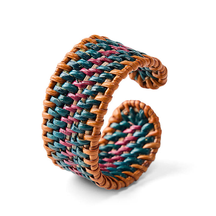 Buddha Stones Natural Rattan Protection Hand-Woven Boho Wide Cuff Bracelet - image 10