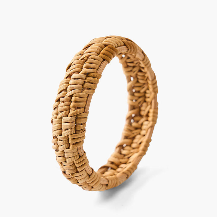 Buddha Stones Handwoven Rattan Bohemian Resort Wide Bracelet Bangle - Style 1 - Rattan( Grounding♥Health) - image 0
