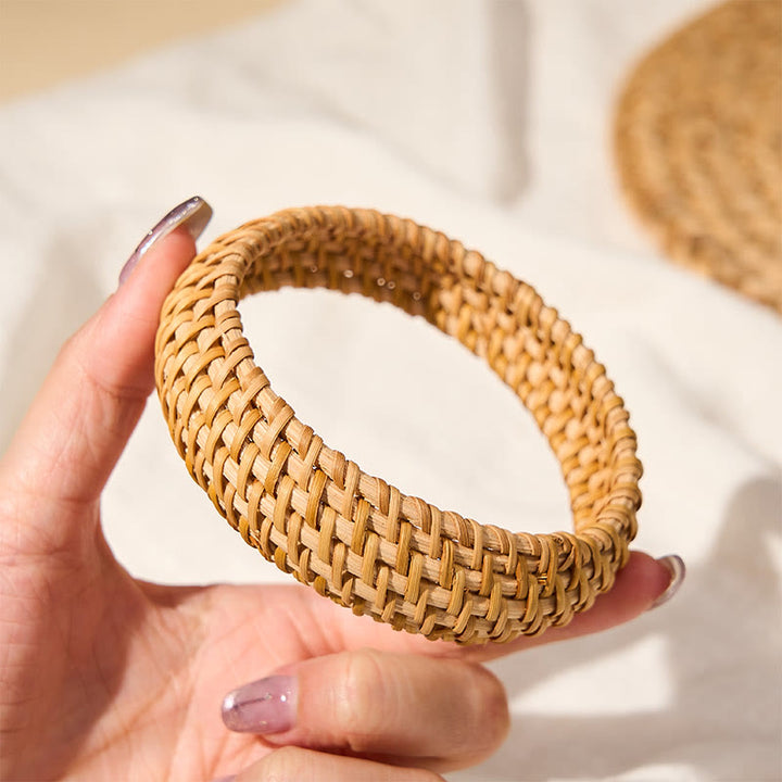 Buddha Stones Handwoven Rattan Bohemian Resort Wide Bracelet Bangle - image 9