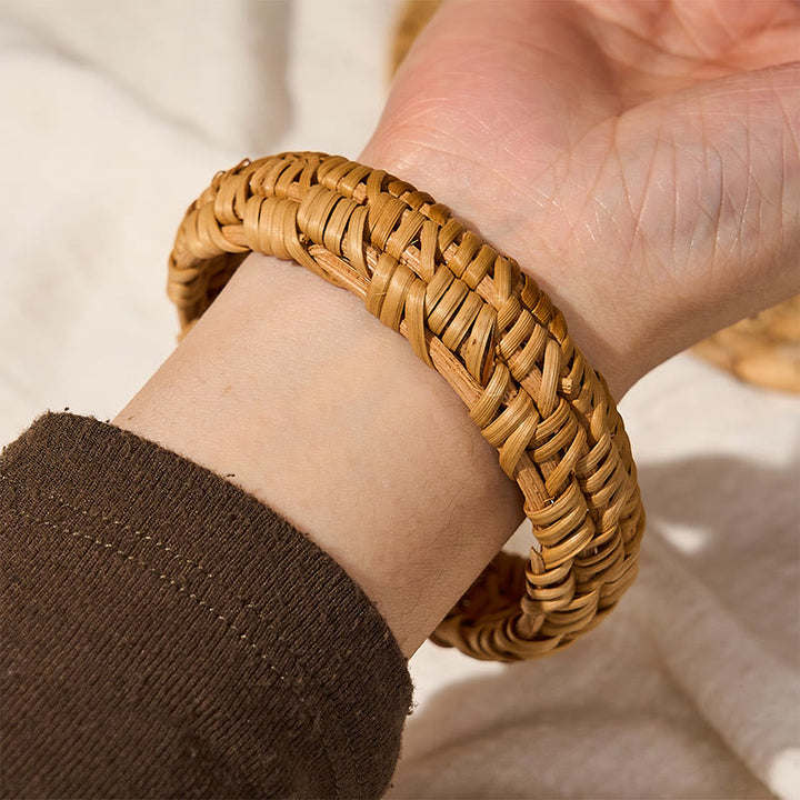 Buddha Stones Handwoven Rattan Bohemian Resort Wide Bracelet Bangle - image 10