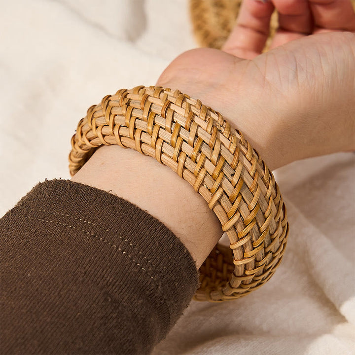 Buddha Stones Natural Rattan Protection Hand-Woven Boho Wide Bracelet Bangle - image 10
