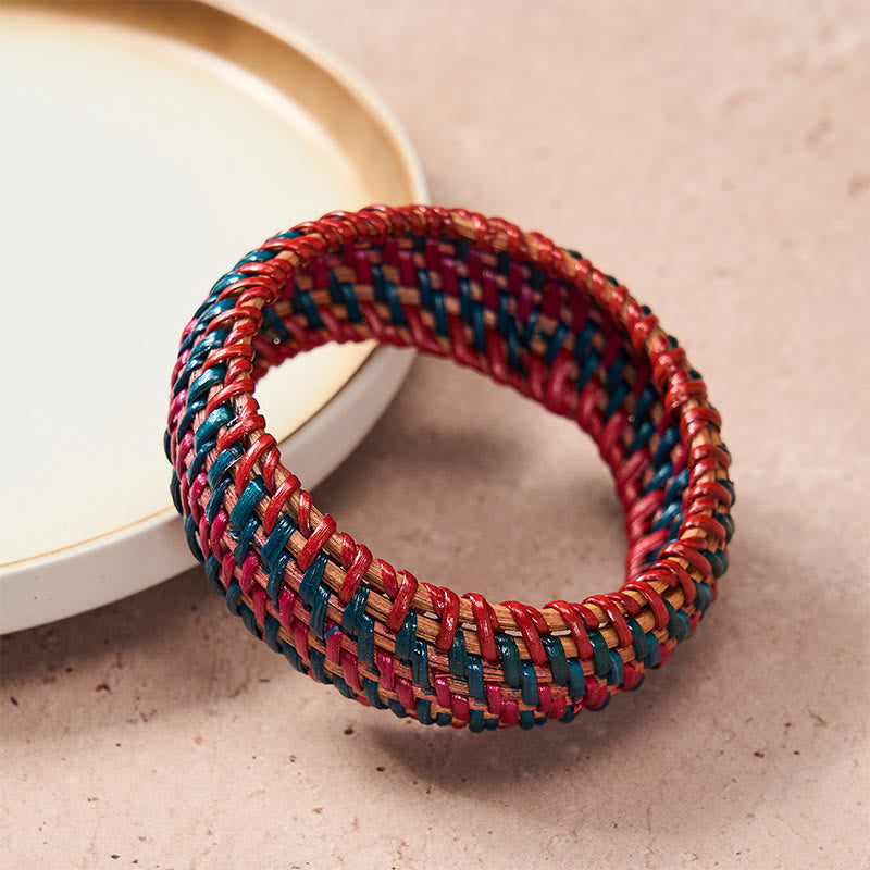 Buddha Stones Natural Rattan Protection Hand-Woven Boho Wide Bracelet Bangle - image 5