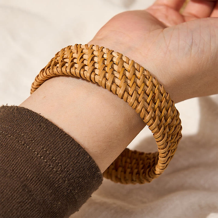 Buddha Stones Handwoven Rattan Grounding Bohemian Wide Bracelet Bangle - image 4