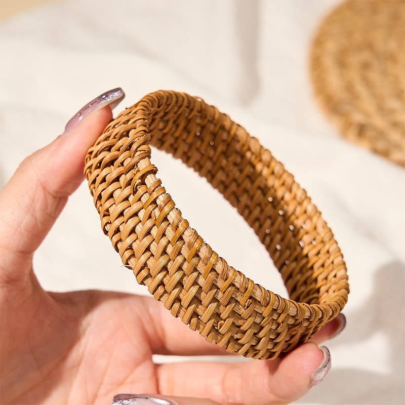 Buddha Stones Handwoven Rattan Grounding Bohemian Wide Bracelet Bangle - image 3