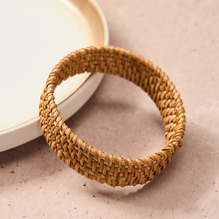Buddha Stones Handwoven Rattan Grounding Bohemian Wide Bracelet Bangle - image 2