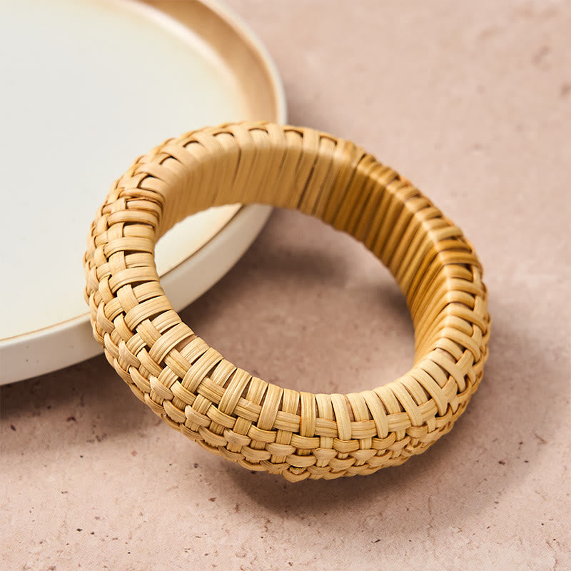 Buddha Stones Hand-Woven Rattan Grounding Bohemian Beach Wide Bracelet Bangle - image 2