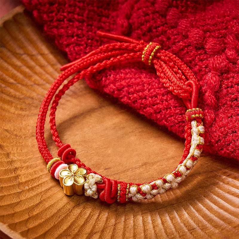 Buddha Stones Hand-Woven String Peach Blossom Knotting Connection Double Layer Bracelet - image 2