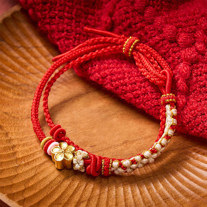 Buddha Stones Hand-Woven String Peach Blossom Knotting Connection Double Layer Bracelet - image 2