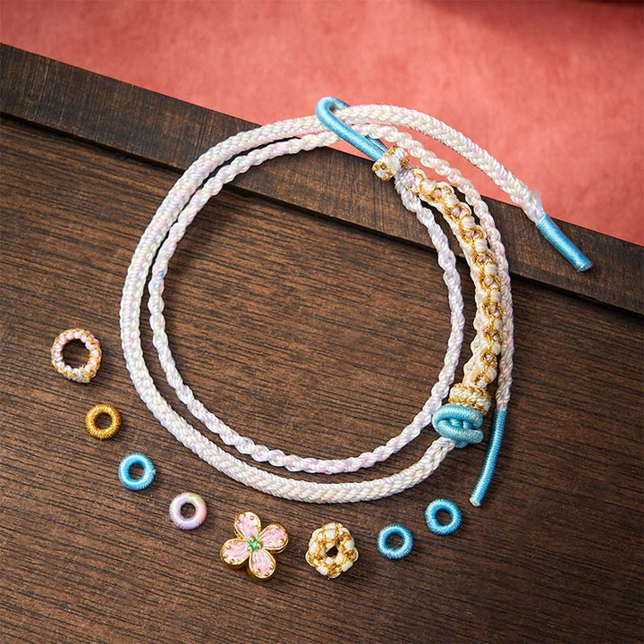 Buddha Stones Hand-Woven String Peach Blossom Knotting Connection Double Layer Bracelet - image 18