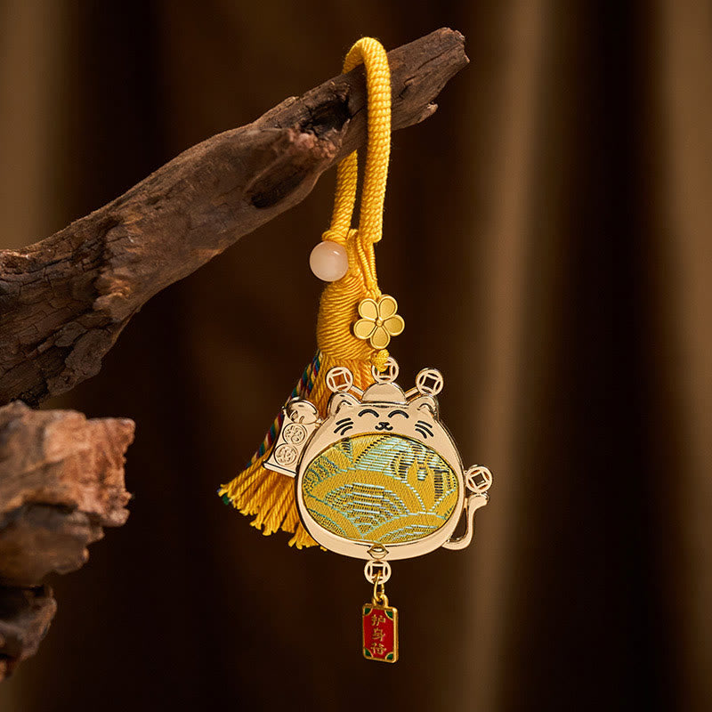Buddha Stones Song Brocade Lucky Cat Prosperity Tassel Keychains - Song Brocade (Prosperity♥Harmony) - image 0