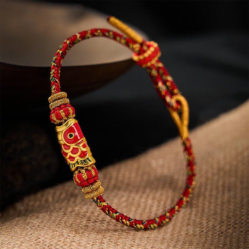 Buddha Stones Hand-Woven Red String Koi Fish Flower Protection Bracelet - image 20