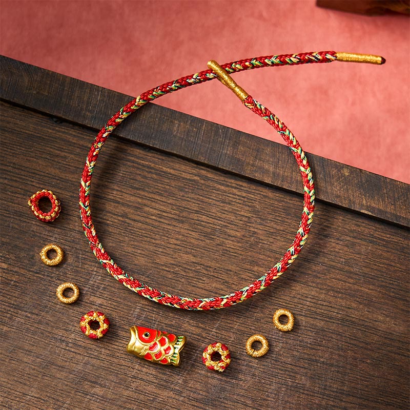 Buddha Stones Hand-Woven Red String Koi Fish Flower Protection Bracelet - image 9