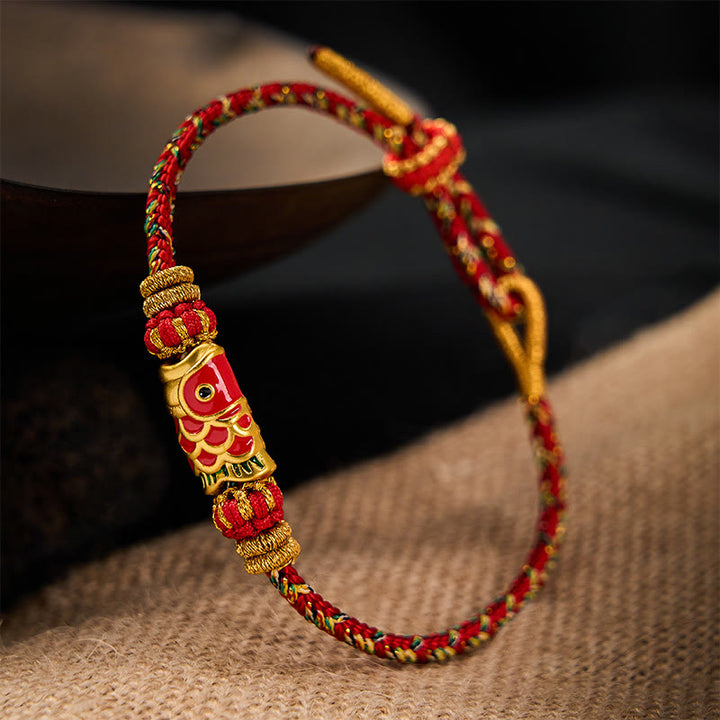 Buddha Stones Hand-Woven Red String Koi Fish Flower Protection Bracelet - image 8